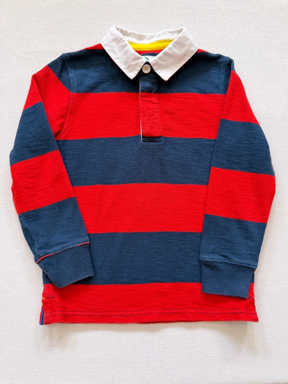 Mini Boden Striped Rugby Polo Long Sleeve Shirt Cotton Boys 5-6